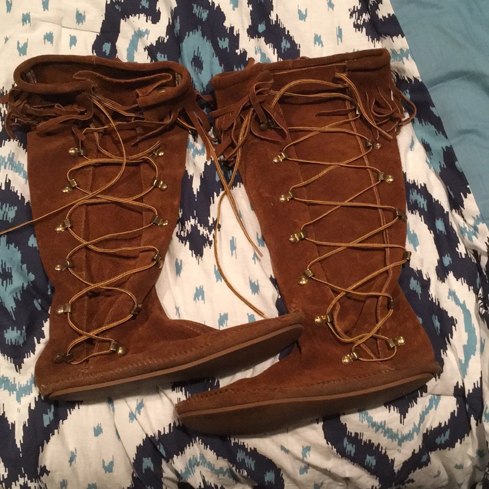 Minnetonka lace up moccasin boots VINTAGE